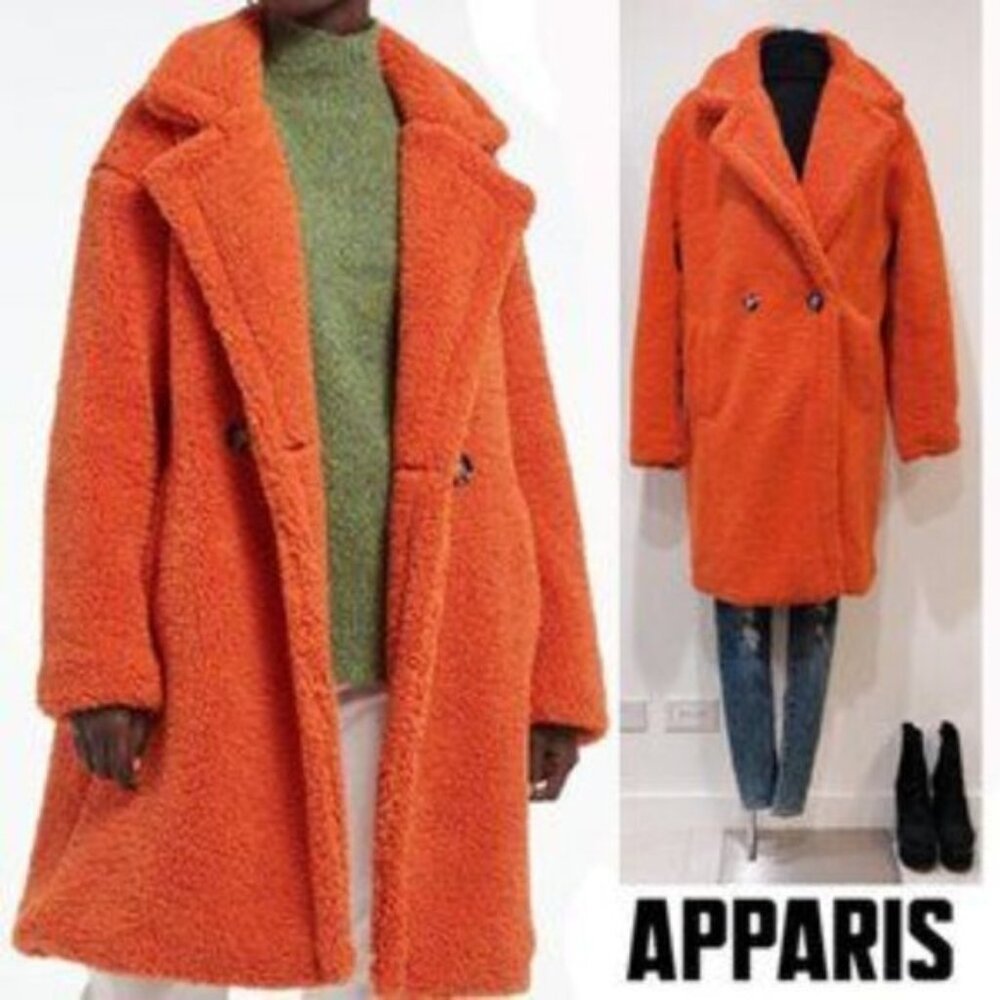 💥HOT ITEM💥Apparis Anouck Shearling Long Coat in Orange
